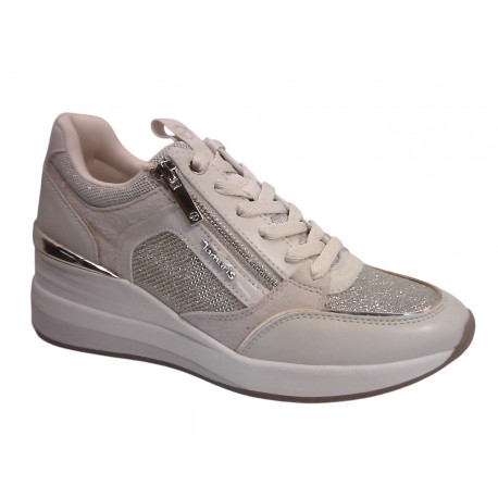 23703-34 TAMARIS MATERIALMIX AUS LEDER, TEXTIL UND - 497 CREAM