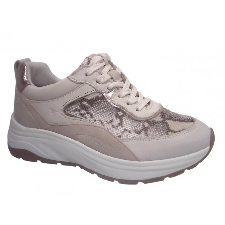 23718-46 TAMARIS MATERIALMIX AUS LEDER, TEXTIL UND - 483 BEIGE