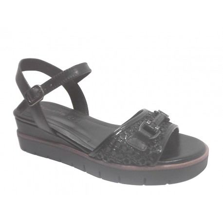 28215-46 TAMARIS MATERIALMIX AUS LEDER, TEXTIL UND - 001 BLACK