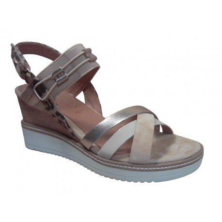 28357-44 TAMARIS MATERIALMIX AUS LEDER, TEXTIL UND - 445 TAN CO