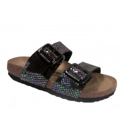 1030932 BIRKENSTOCK SYDNEY CB SHINY SNAKE SYNTH - BLACK