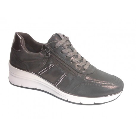 23763-33 TAMARIS MATERIALMIX AUS LEDER UND SYNTHET - 214 ANTHRA